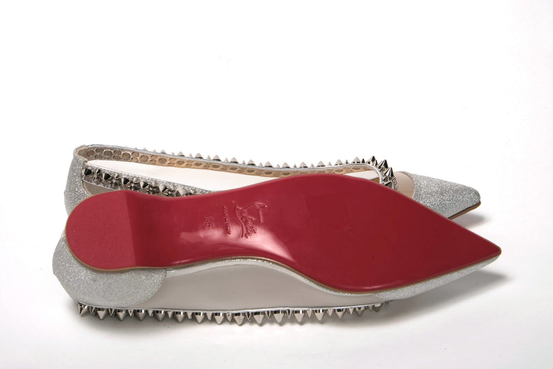 Silver Flat Point Toe Shoe Christian Louboutin