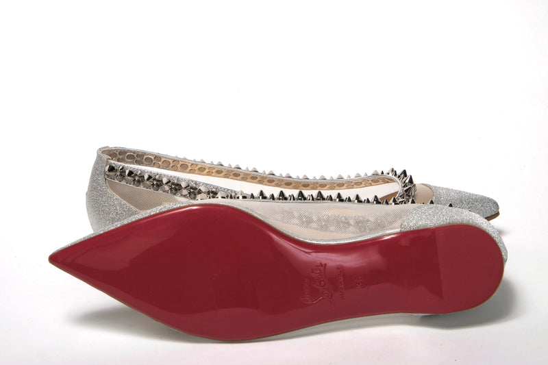 Silver Flat Point Toe Shoe Christian Louboutin