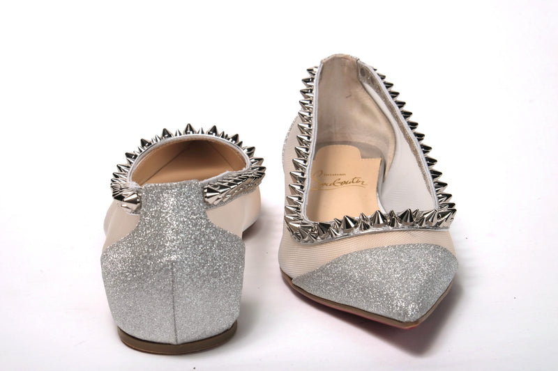 Silver Flat Point Toe Shoe Christian Louboutin