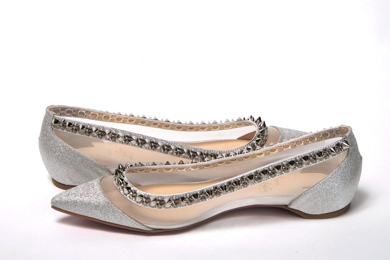 Silver Flat Point Toe Shoe Christian Louboutin