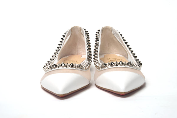 Bianco White silver Flat Point Toe Shoe Christian Louboutin