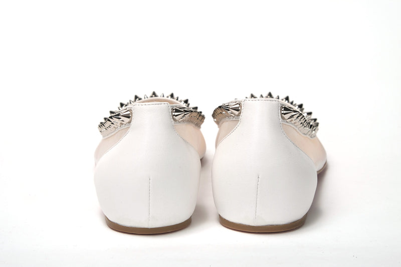 Bianco White silver Flat Point Toe Shoe Christian Louboutin