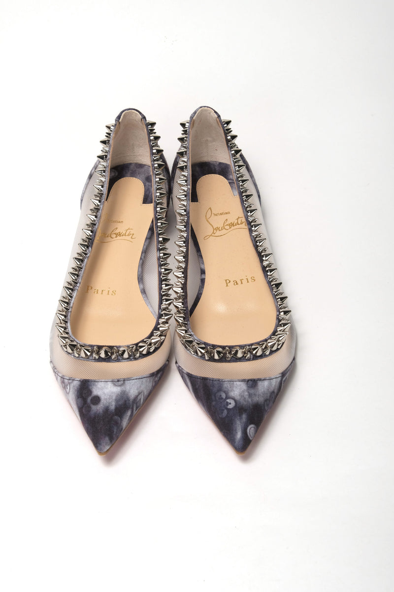 Multicolor Print Silver Flat Point Toe Shoe Christian Louboutin