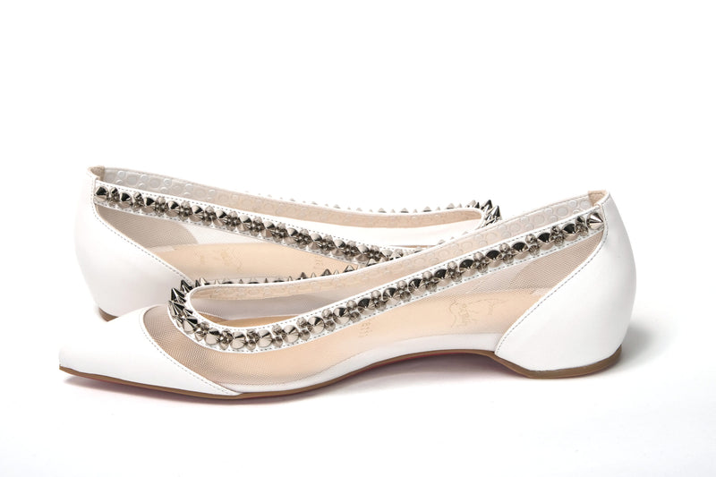 Bianco White silver Flat Point Toe Shoe Christian Louboutin