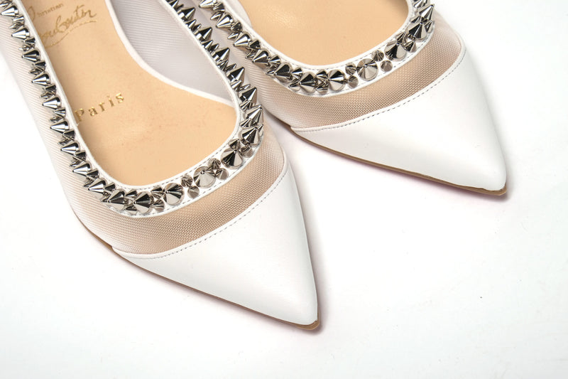 Bianco White silver Flat Point Toe Shoe Christian Louboutin