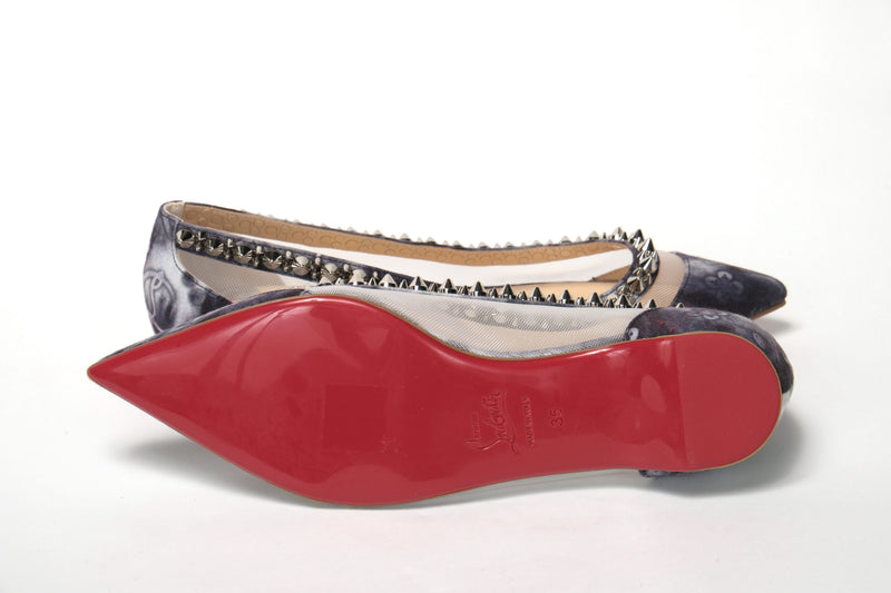 Multicolor Print Silver Flat Point Toe Shoe Christian Louboutin