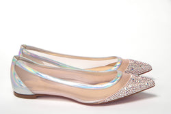 Silver Rose Flat Point Crystals Toe Shoe Christian Louboutin