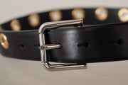 Chic Black Leather Belt with Engraved Buckle Dolce & Gabbana