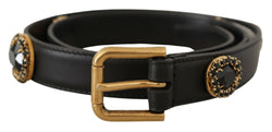 Elegant Black Leather Logo Belt Dolce & Gabbana