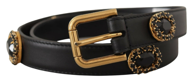 Elegant Black Leather Logo Belt Dolce & Gabbana