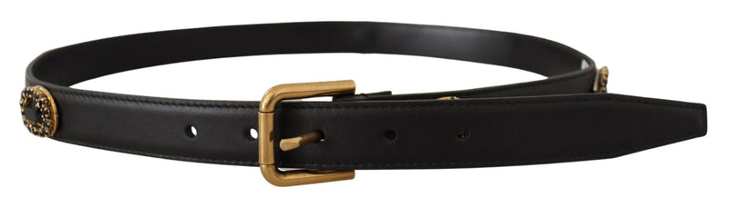 Elegant Black Leather Logo Belt Dolce & Gabbana