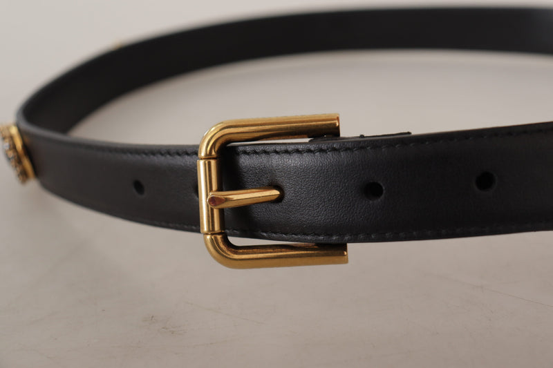 Elegant Black Leather Logo Belt Dolce & Gabbana