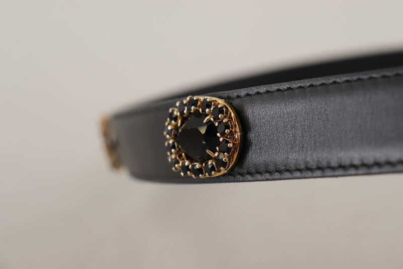 Elegant Black Leather Logo Belt Dolce & Gabbana