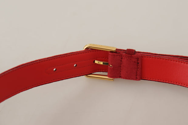 Elegant Red Suede Designer Belt Dolce & Gabbana