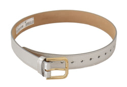 Engraved Silver-Toned Leather Belt Dolce & Gabbana