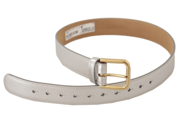 Engraved Silver-Toned Leather Belt Dolce & Gabbana