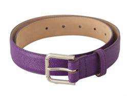 Elegant Purple Leather Belt with Logo Buckle Dolce & Gabbana