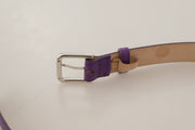 Elegant Purple Leather Belt with Logo Buckle Dolce & Gabbana