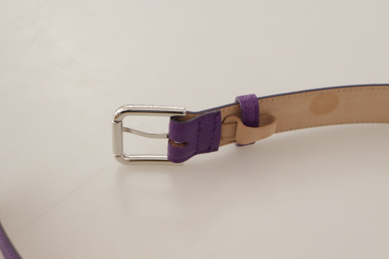 Elegant Purple Leather Belt with Logo Buckle Dolce & Gabbana