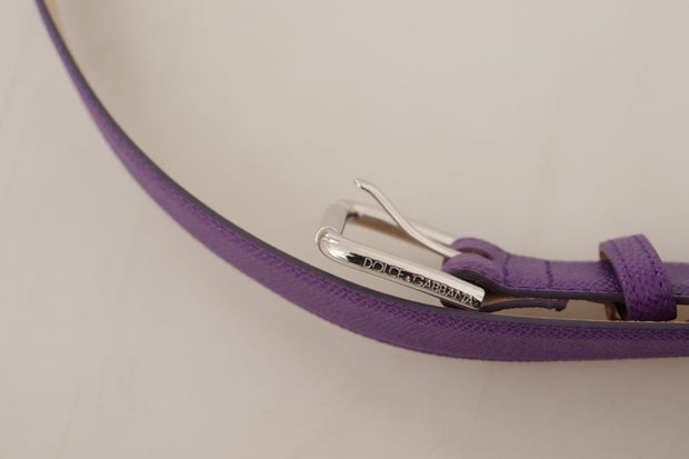 Elegant Purple Leather Belt with Logo Buckle Dolce & Gabbana