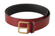 Elegant Red Leather Belt with Engraved Buckle Dolce & Gabbana