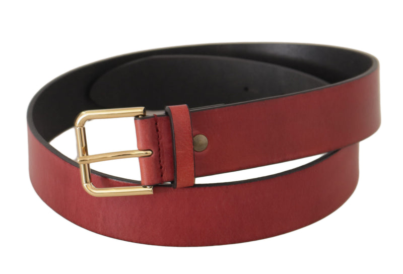 Elegant Red Leather Belt with Engraved Buckle Dolce & Gabbana