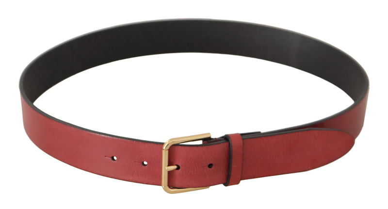 Elegant Red Leather Belt with Engraved Buckle Dolce & Gabbana