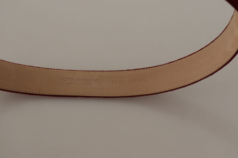 Elegant Velvet Logo Engraved Belt Dolce & Gabbana