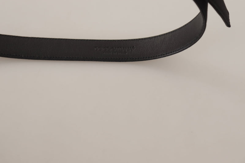 Elegant Black Leather Belt with Metal Buckle Dolce & Gabbana