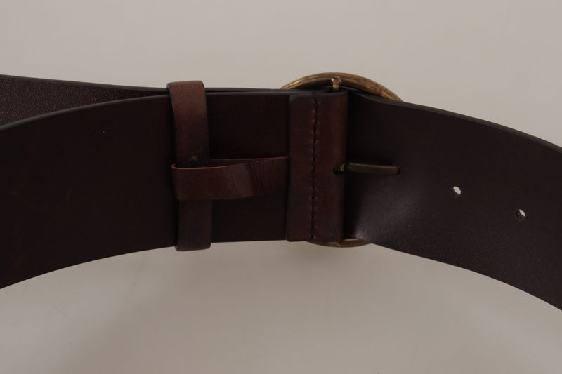 Elegant Leather Belt with Engraved Buckle Dolce & Gabbana