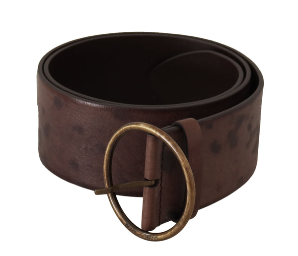 Elegant Dark Brown Leather Belt with Logo Buckle Dolce & Gabbana