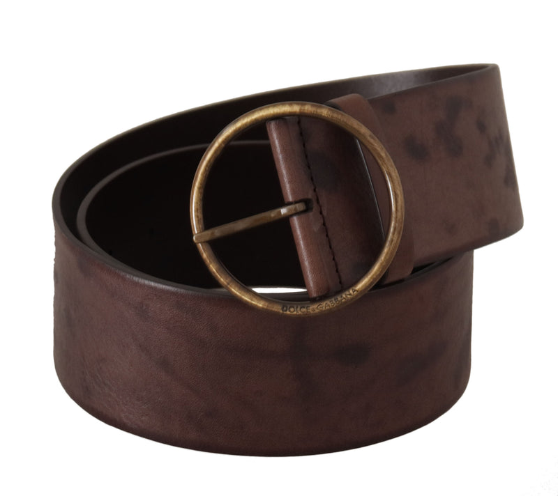 Elegant Dark Brown Leather Belt with Logo Buckle Dolce & Gabbana