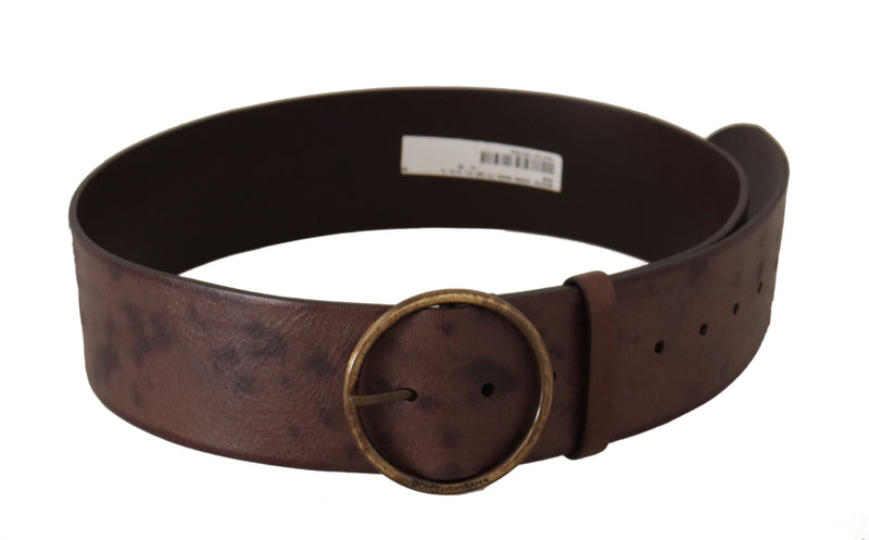 Elegant Dark Brown Leather Belt with Logo Buckle Dolce & Gabbana