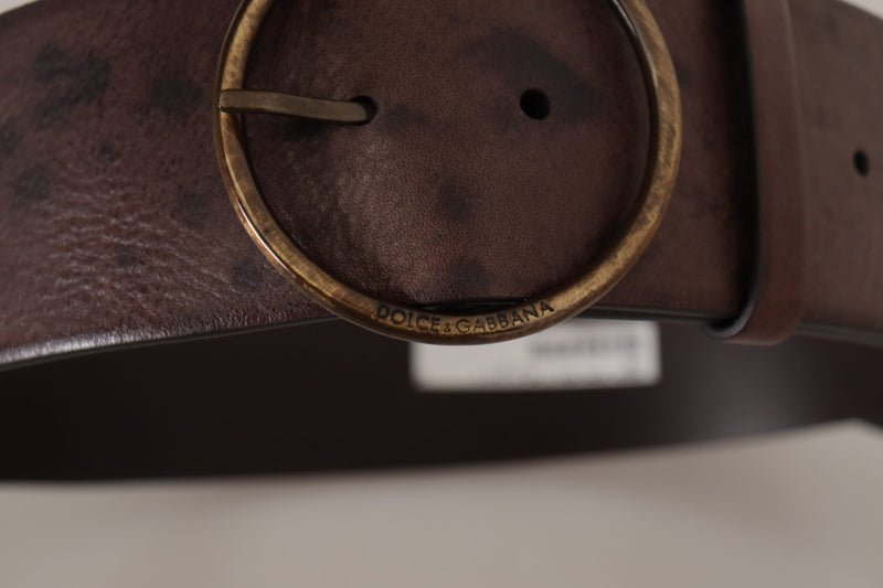 Elegant Dark Brown Leather Belt with Logo Buckle Dolce & Gabbana