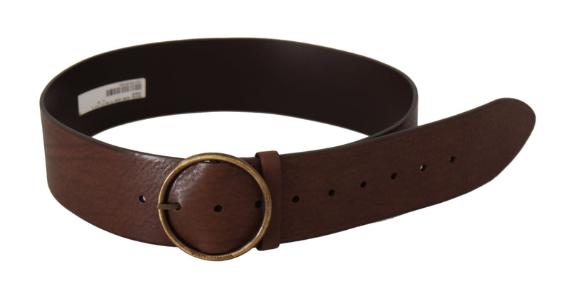 Elegant Brown Leather Belt with Engraved Buckle Dolce & Gabbana