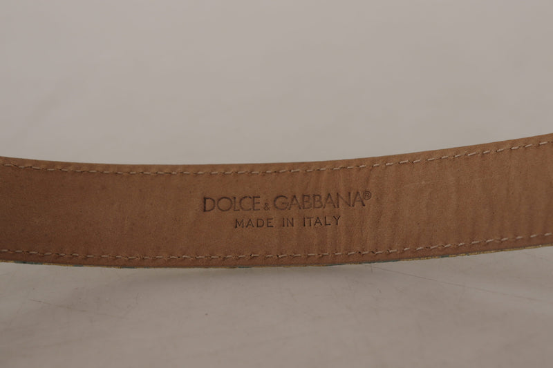 Elegant Light Blue Leather Belt with Gold Buckle Dolce & Gabbana