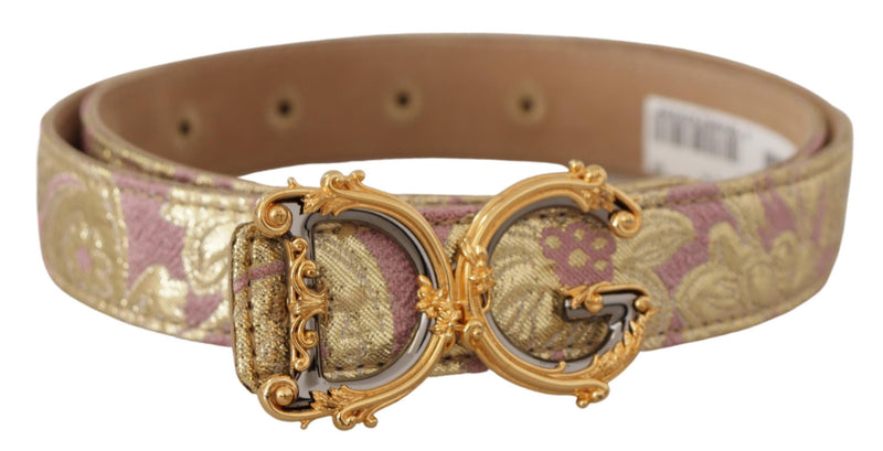 Chic Gold and Pink Leather Belt Dolce & Gabbana