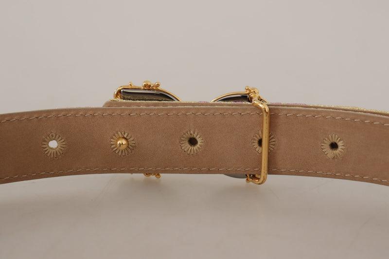 Chic Gold and Pink Leather Belt Dolce & Gabbana