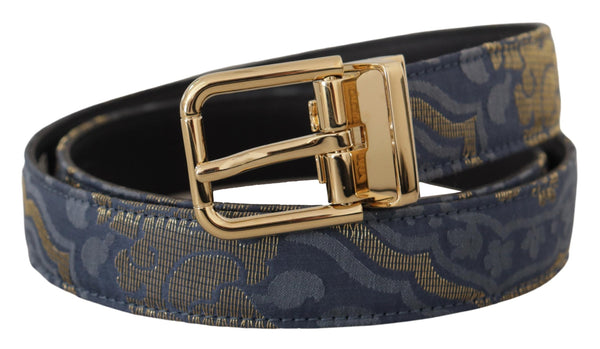 Elegant Navy Blue Leather Belt Dolce & Gabbana