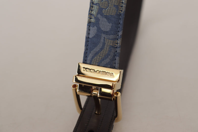 Elegant Navy Blue Leather Belt Dolce & Gabbana