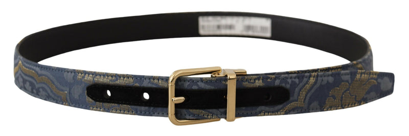 Elegant Navy Blue Leather Belt Dolce & Gabbana