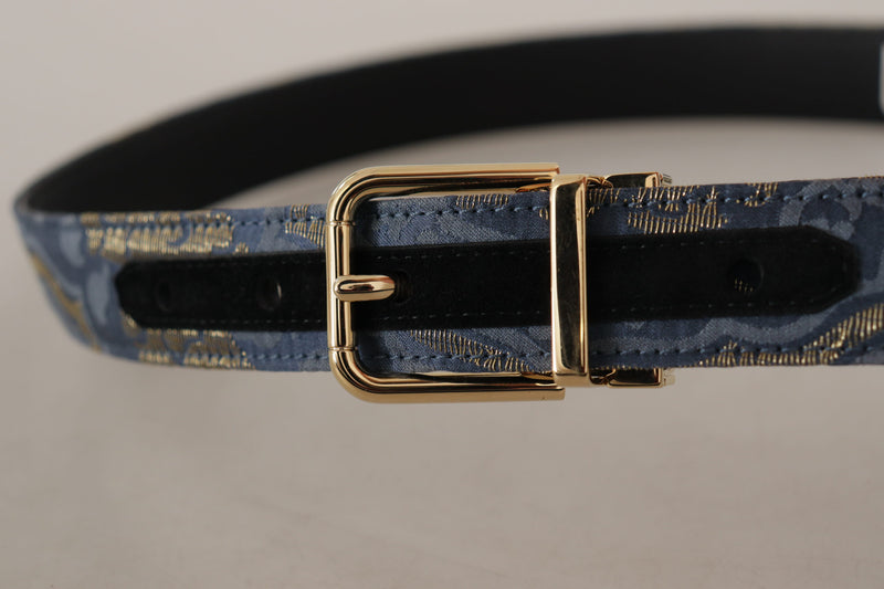 Elegant Navy Blue Leather Belt Dolce & Gabbana