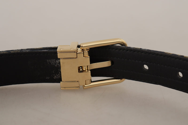 Elegant Navy Blue Leather Belt Dolce & Gabbana