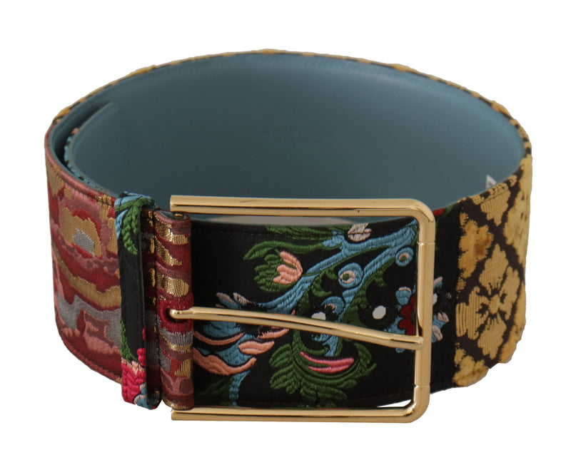 Multicolor Canvas Leather Statement Belt Dolce & Gabbana