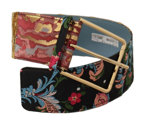 Multicolor Canvas Leather Statement Belt Dolce & Gabbana