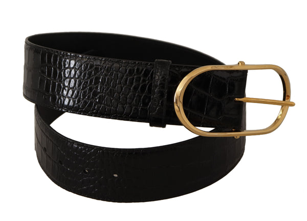 Chic Black Leather Logo Belt Dolce & Gabbana