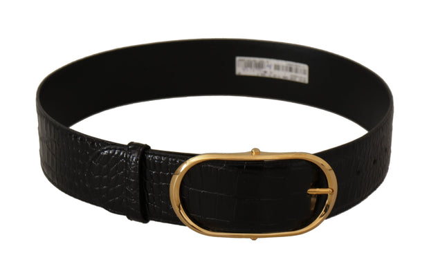 Chic Black Leather Logo Belt Dolce & Gabbana