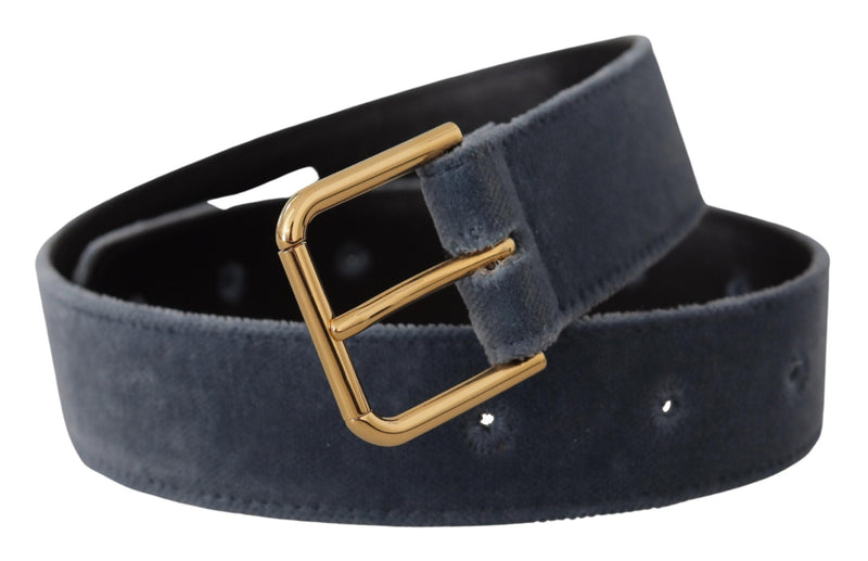 Elegant Navy Velvet Designer Belt Dolce & Gabbana