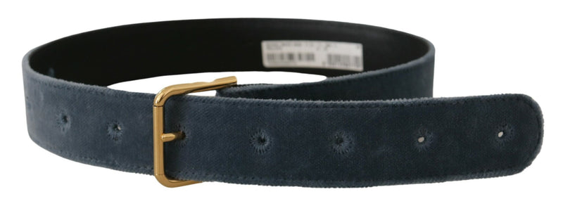 Elegant Navy Velvet Designer Belt Dolce & Gabbana