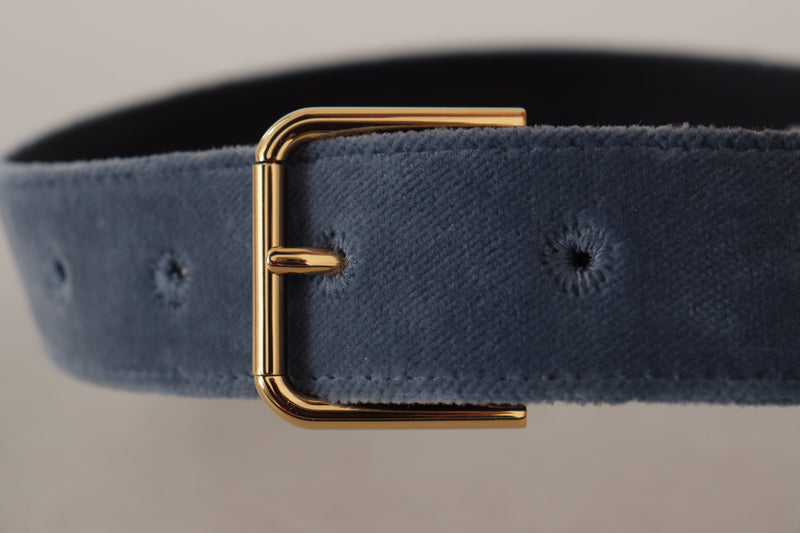 Elegant Navy Velvet Designer Belt Dolce & Gabbana